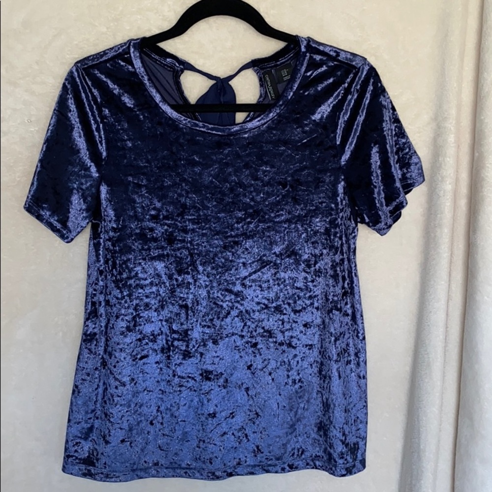 Cynthia Rowley Crushed Blue Velvet Top